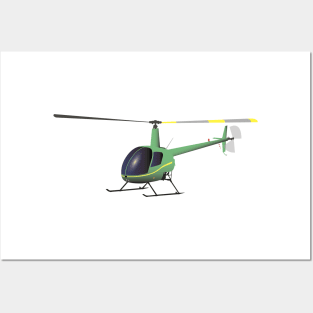 Light Green and Yellow Helicopter Posters and Art